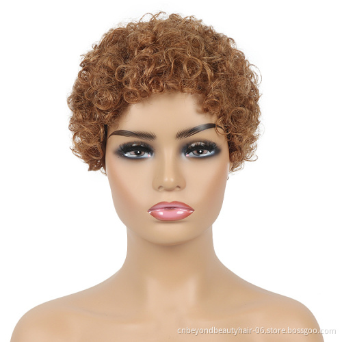 Short Human Hair Wig new Pixie Cut full machine wig For Black Women human hair Pixie curly wig